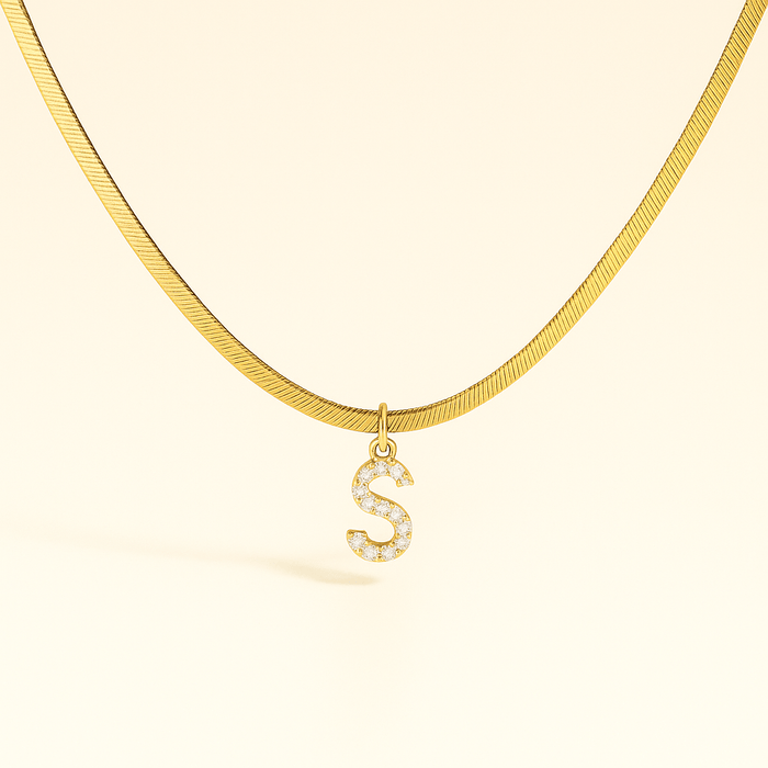 Melly Initial Herringbone Necklace