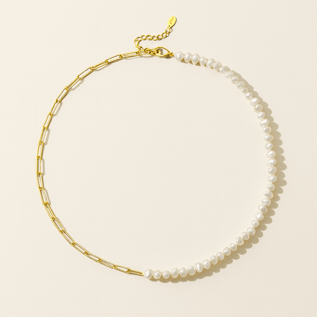 Rhoni 14K Gold Paper Clip Pearl Necklace