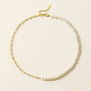 Rhoni 14K Gold Paper Clip Pearl Necklace